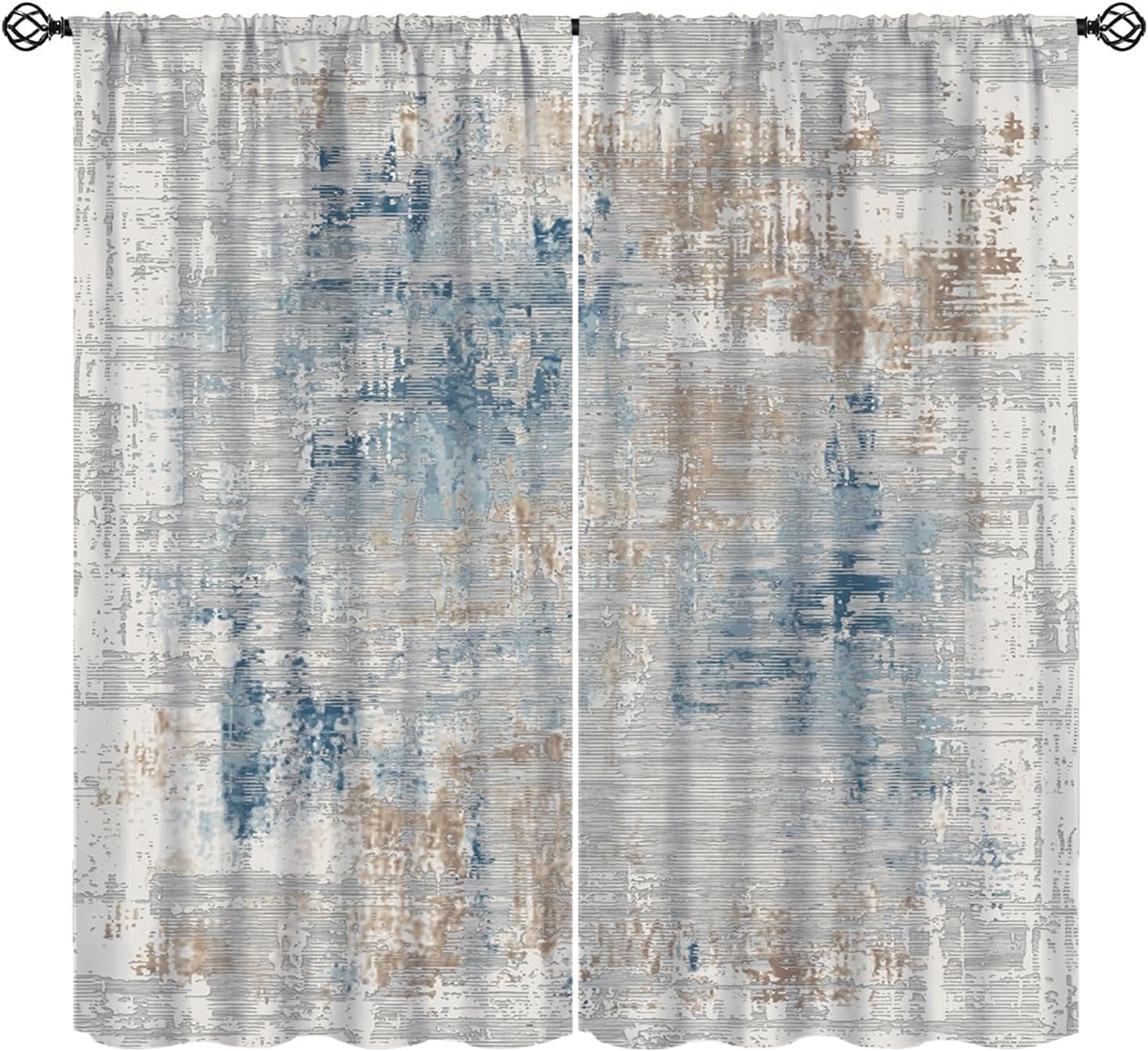 Curtain Rug Abstract Curtains, Modern Rug Art Carpet Pattern Window Treatments, Rod ...