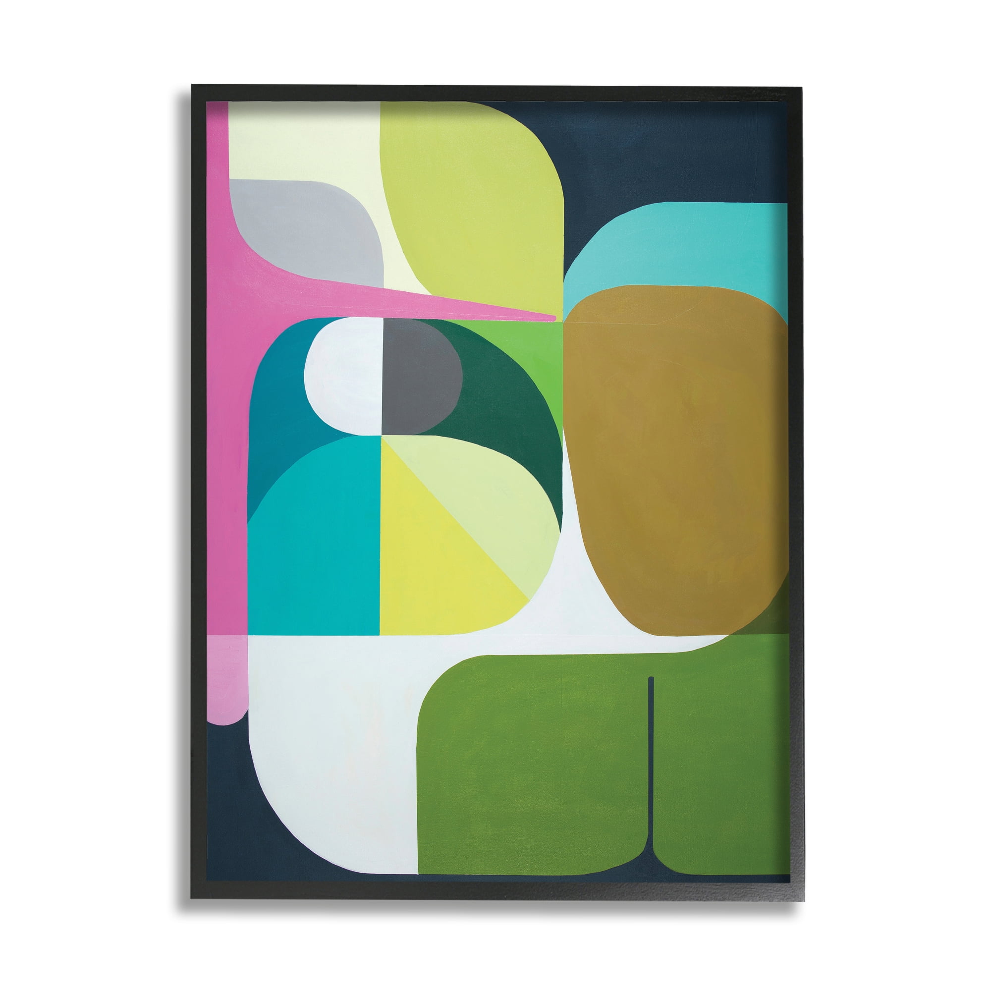 Stupell Industries Abstract Curved Shapes Green Pink Brown,11 x 14,Designed by Marion Griese