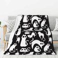 Abstract Cute Cat White Throw Blanket, Super Soft Cozy Plush Throw