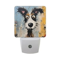 Abstract Cute Dog Night Light LED Dusk to Dawn Auto Sensor Night Lamp Plug-in Nightlight for Bedroom Hallway Kitchen 2 PCs