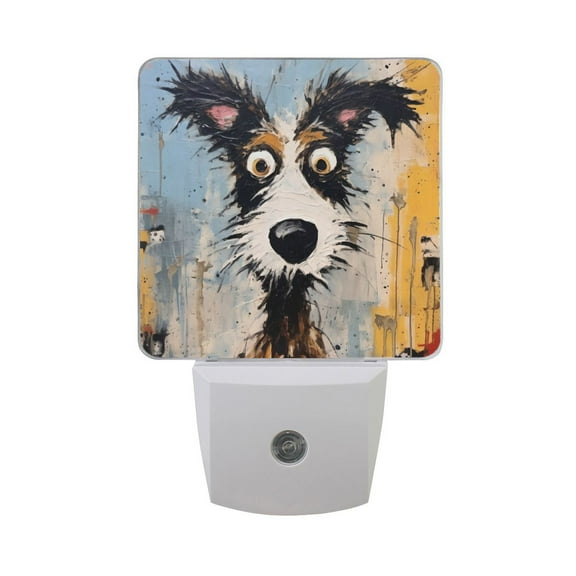 Abstract Cute Dog Night Light LED Dusk to Dawn Auto Sensor Night Lamp Plug-in Nightlight for Bedroom Hallway Kitchen 2 PCs