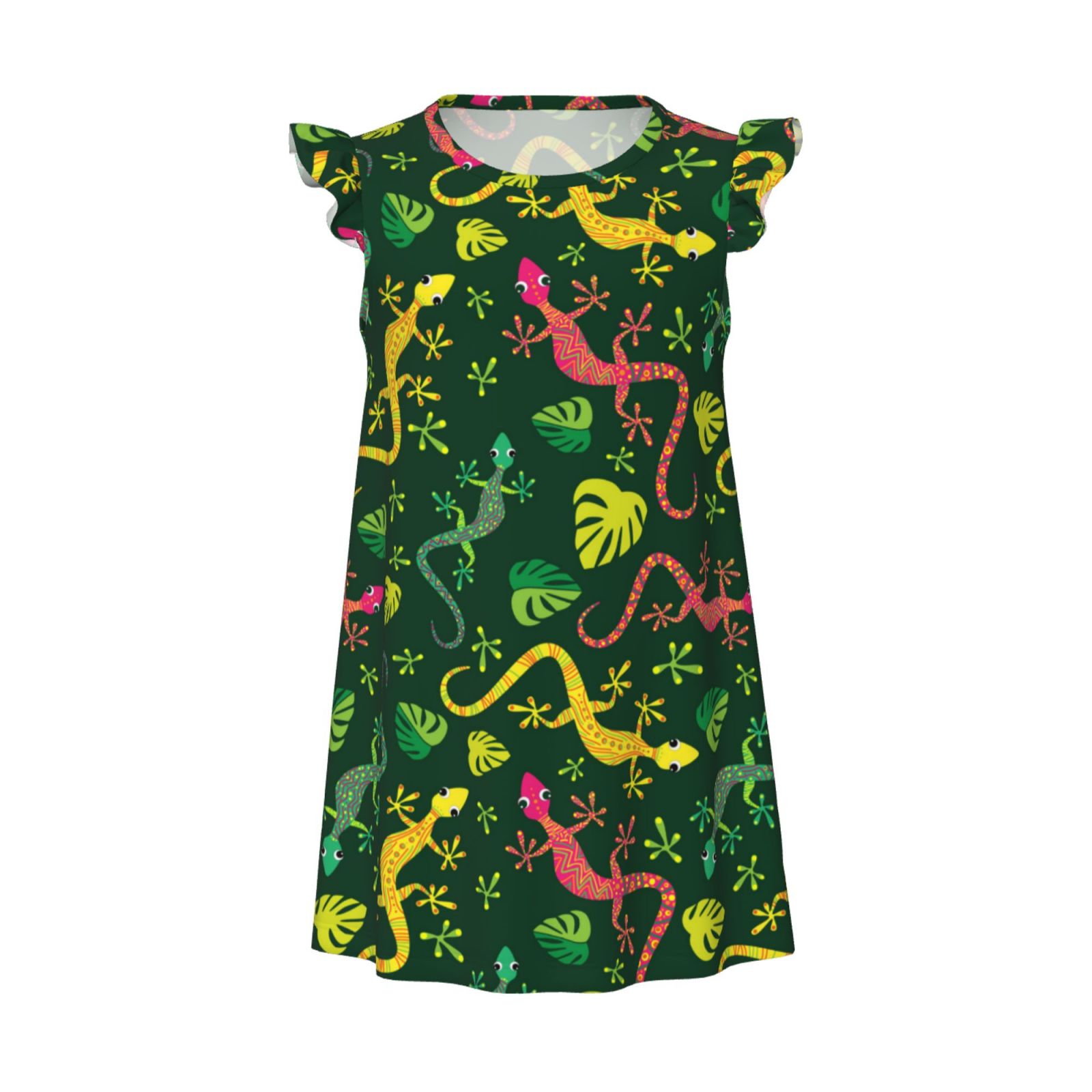Abstract Cute Lizard Gecko Leaves Girls Nightgowns, Short Sleeves ...