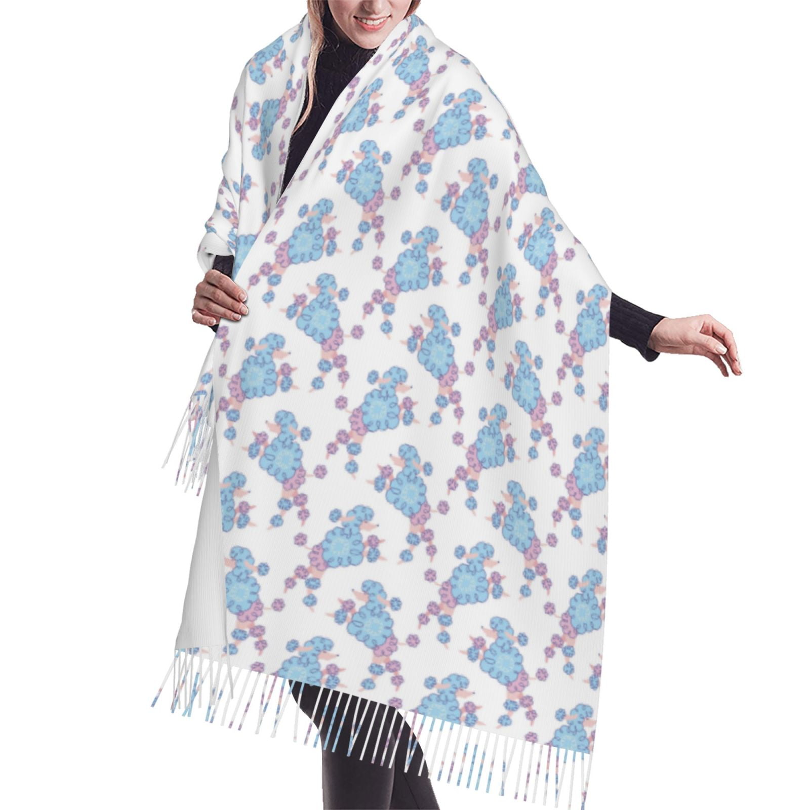 Abstract Cute Poodle Dog Blue Womens Scarf Pashmina Shawls Wraps
