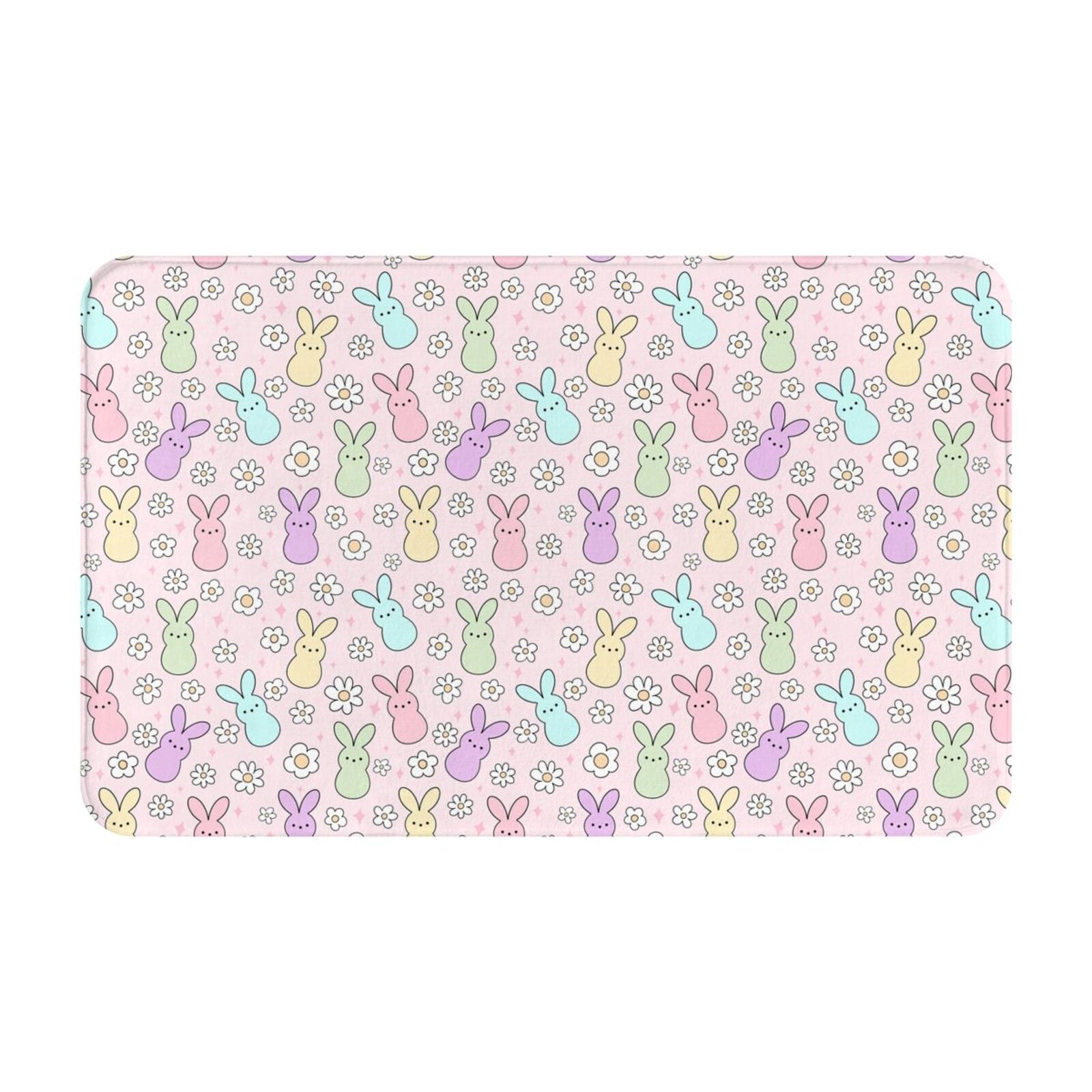 Abstract Cute Rabbit Flower Pink Bathroom Rugs 30x20, NonSlip