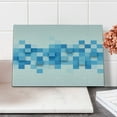 thumbnail image 1 of Abstract Cutting Board, 3D Graphic Illustration Squares Pattern Modern Mosaic Geometric Design, Decorative Tempered Glass Cutting and Serving Board, Small Size, Pale Blue Blue White, by Ambesonne, 1 of 1