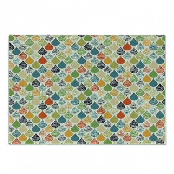 Abstract Cutting Board, Colorful Large Drop Dots Pattern in Various Tones Retro Funky Fashion Graphic, Decorative Tempered Glass Cutting and Serving Board, Small Size, Multicolor, by Ambesonne