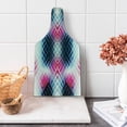 thumbnail image 1 of Abstract Cutting Board, Fractal Lines with Diagonal Geometric Angled Repeating Pattern Display, Decorative Tempered Glass Cutting and Serving Board, Wine Bottle Shape, Multicolor, by Ambesonne, 1 of 1