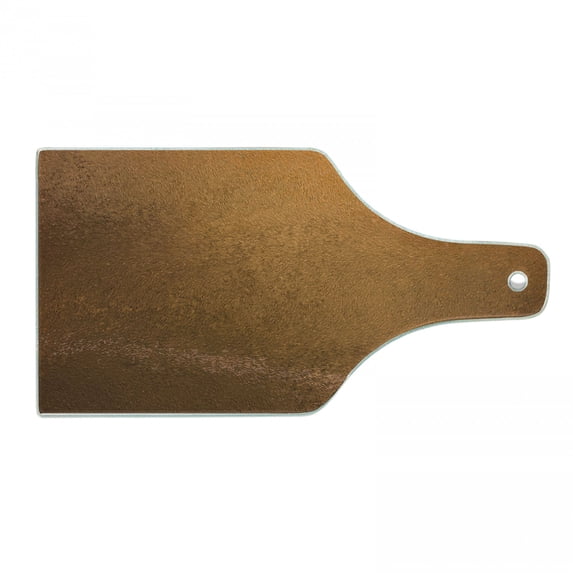 Abstract Cutting Board, Grungy Looking Vintage Texture Weathered Abstract Surface Rough Wall Print, Tempered Glass Cutting and Serving Board, Wine Bottle Shape, Ginger and Brown, by Ambesonne