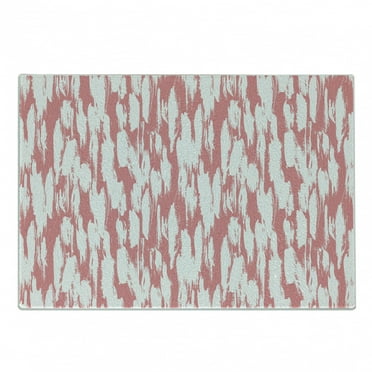 Abstract Cutting Board, Hipster Style Inspirations Brush Stroke Stripes Watercolor Paint Smears Vintage, Decorative Tempered Glass Cutting and Serving Board, Small Size, Coral White, by Ambesonne