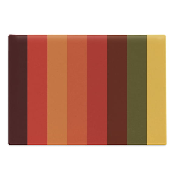 Abstract Cutting Board, Vertical Striped Color Bands Vibrant Tones Geometric Straight Lines Design, Decorative Tempered Glass Cutting and Serving Board, Large Size, Multicolor, by Ambesonne
