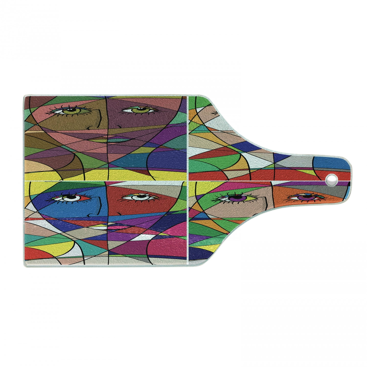 Multicolor Abstract Woman Face Tempered Glass Cutting Board