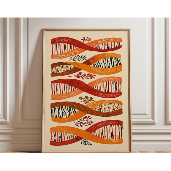 Abstract DNA Earth Tone Science Terracotta Helix Boho Biology Wall Art Print, Unframed Paper Poster 8x10in