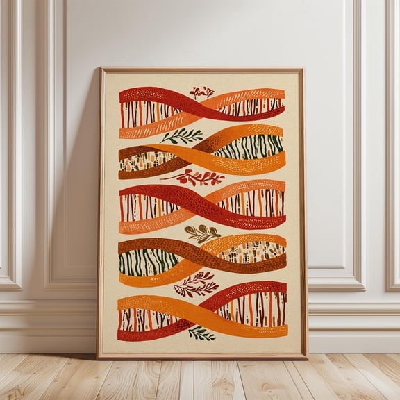 Abstract DNA Poster, Earth Tone Science Print, Terracotta Helix Wall Art, Boho Biology Decor, Poster Only