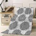 thumbnail image 1 of Abstract Dahlia Throw Flannel Blanket 40x50In Vintage Grey Country Farmhouse Classic Super Soft Cozy Bed Blanket, Lightweight Plush Fuzzy Bed Throw for Bedroom Sofa Couch Living Room, 1 of 4