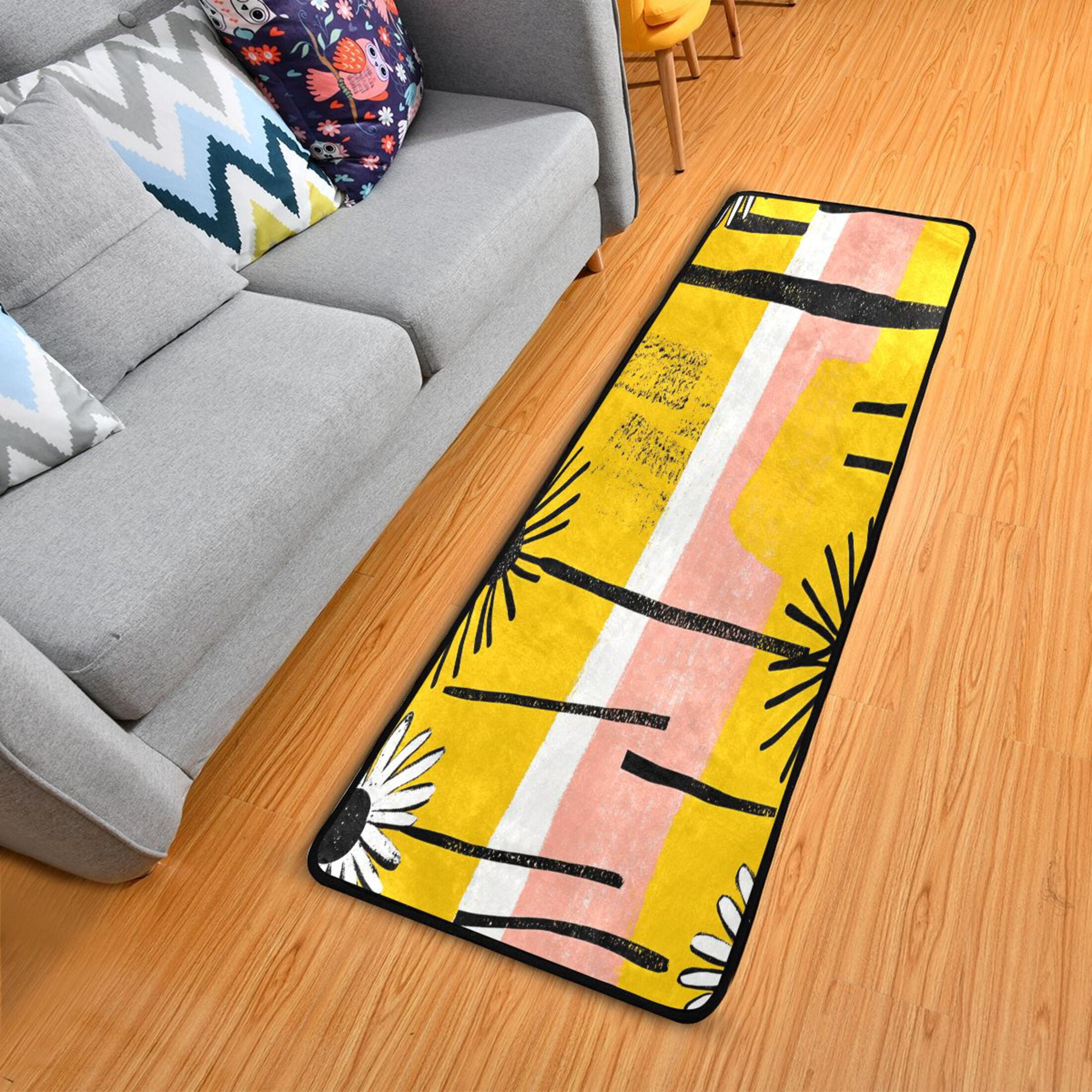 Abstract Daisies Pattern Long Area Rug 72