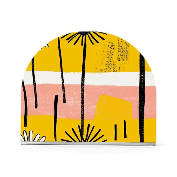 Abstract Daisies Pattern Thick U Shape Acrylic Napkin Holder Non Slip Space Saving for Kitchen
