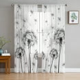 Abstract Dandelion Flowers Sheer Curtains for Girl Kids Bedroom Kitchen