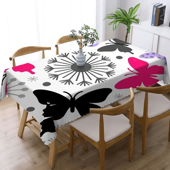 Abstract Dandelion and Butterfly Tablecloths rectangle , Holiday Party Tablecloth - Kitchen Accessories Rectangular Tablecloth, Cafe, dinner, picnic