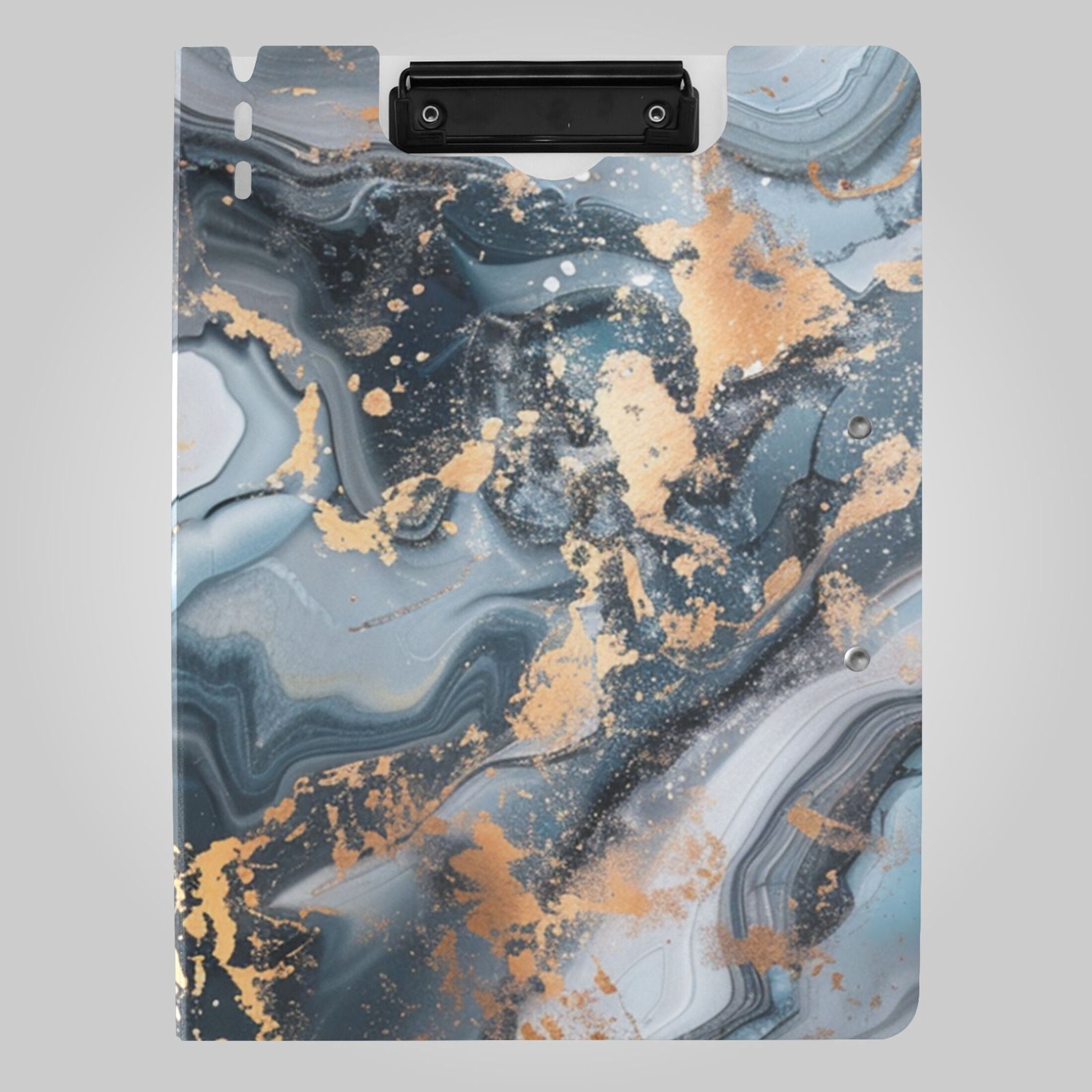 Abstract Dark Blue Marble Foldable Binder Folder Clipboard with Pen ...