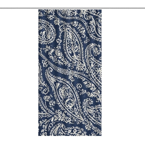 Classic Blue Paisley Texture Shower Curtain, Novelty Bathroom Curtain with Hooks, Waterproof & Opaque Privacy Polyester Fabric for Modern Home Decor 36×70.8Inch