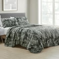 Abstract Dark Grey Bedspread with 2 Pillow Shams Full/Queen Size, 3