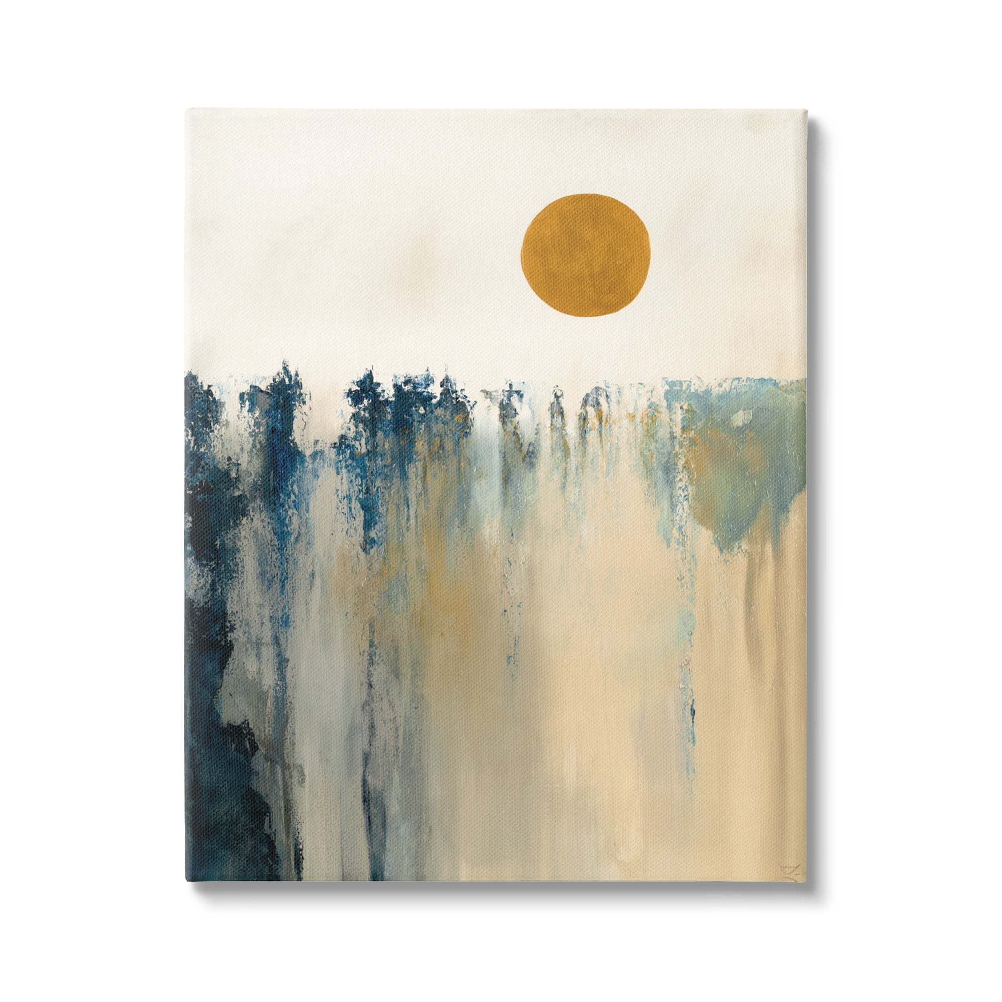 Abstract Daytime Sun Landscape Fluid Shapes Design Abstract Painting Gallery-Wrapped Canvas Print Wall Art