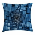 thumbnail image 1 of Abstract Decor Throw Pillow Cushion Cover, Digital Stylized Dimensional Square Shaped Cubes Glossy Geometric Cluster Print, Decorative Square Accent Pillow Case, 24 X 24 Inches, Blue, by Ambesonne, 1 of 2