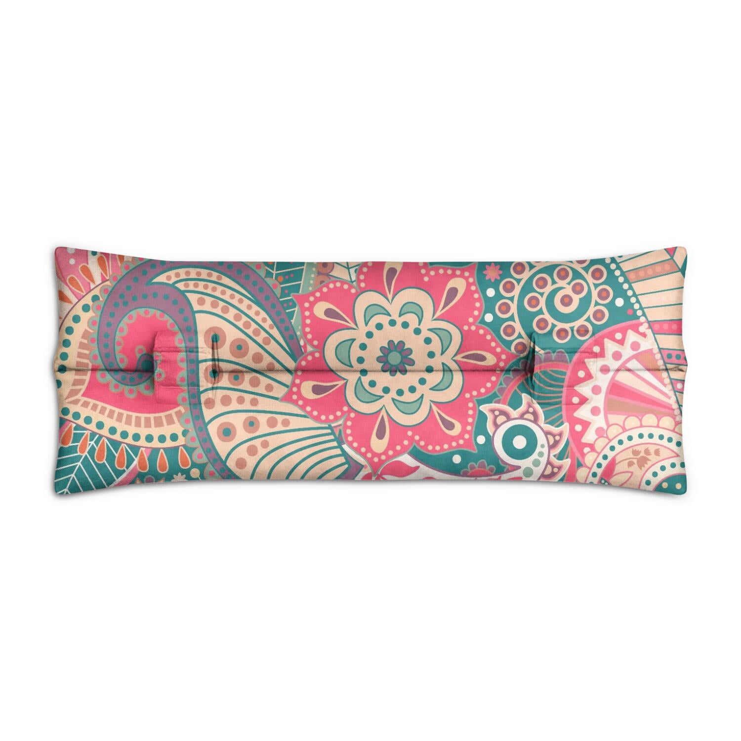 Abstract Decorative Paisley Print Seatbelt Pillow for Post-Surgery - Mastectomy Breast Cancer Heart Surgery Recovery - Mandala Inspired Car Cushion with Hook-and-Loop Straps