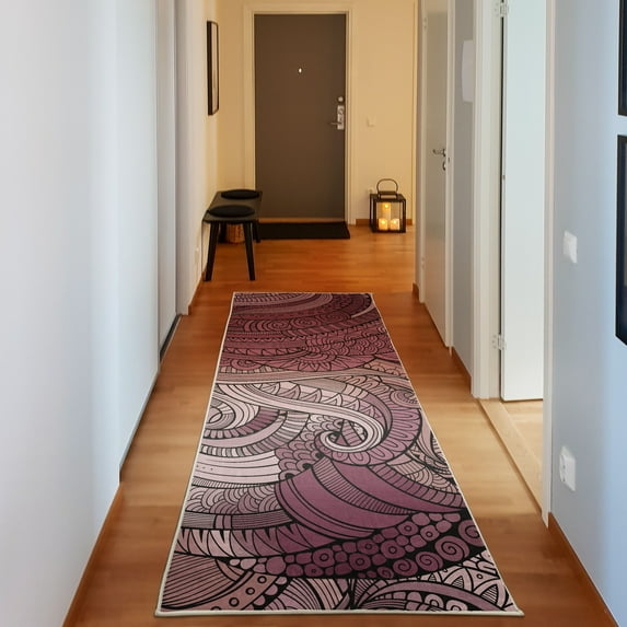 Abstract Decorative Rug, Ocean Inspired Graphic Paisley Pattern Swirled Hand Drawn Art Print, Quality Carpet for Bedroom Dorm and Living Room, 6 Sizes, Mauve Taupe, by Ambesonne