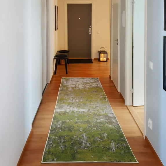 Abstract Decorative Rug, Old Weathered Look Contemporary Style Complicated Rustic Graphic Design, Quality Carpet for Bedroom Dorm and Living Room, 6 Sizes, Lime Green, by Ambesonne