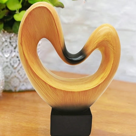 Abstract Decorative Sculpture Heart Home Decor Statue with Black Base, Accent Figurine