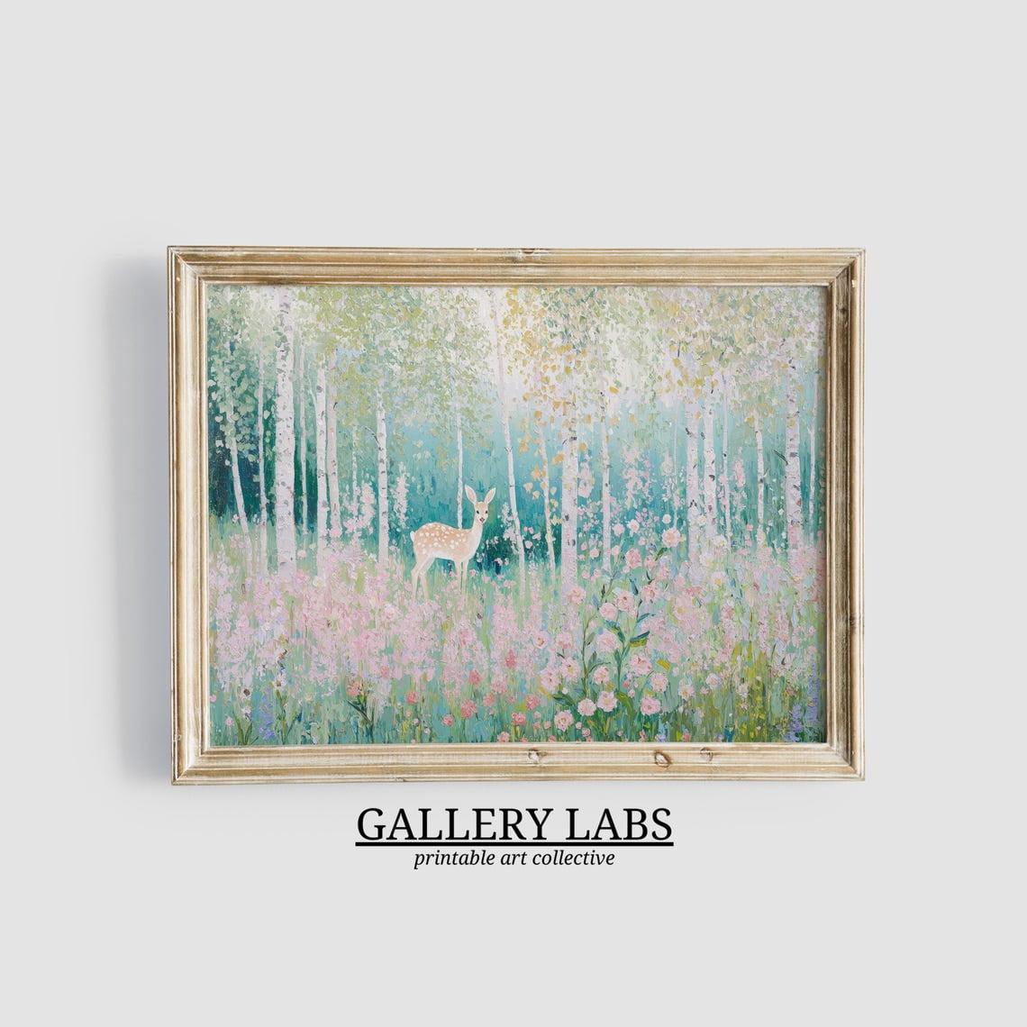 Abstract Deer Cottagecore Spring Wildflower Woodland Animal Apartment ...