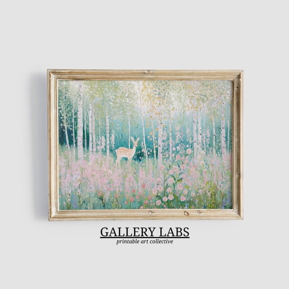 Abstract Deer Cottagecore Spring Wildflower Woodland Animal Apartment ...