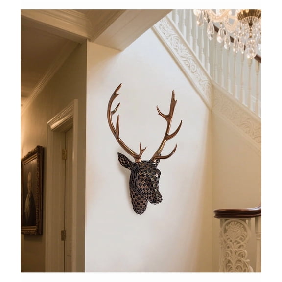 Abstract Deer Head Wall Sculpture, Modern Art Statue for Living Room and Bedroom Decor, Ready to Hang Ornamental Piece(B)