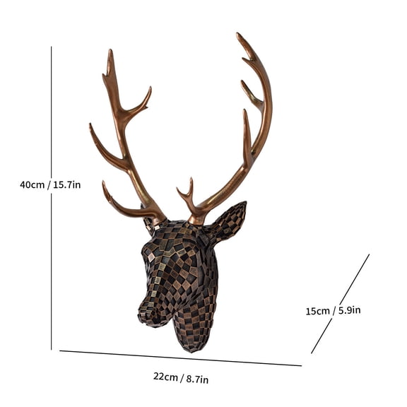 Abstract Deer Head Wall Sculpture, Modern Art Statue for Living Room and Bedroom Decor, Ready to Hang Ornamental Piece(C)