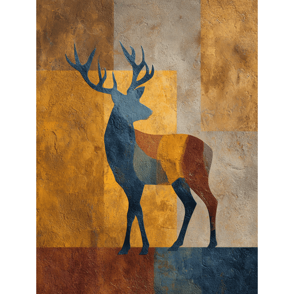 Abstract Deer Silhouette Canvas Wall Art, Minimalist Wildlife Print for Living Room, Bedroom, Office and Hallway Decor