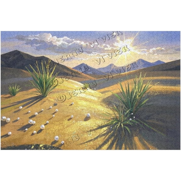 Abstract Desert Art Puzzle  1000 pcs Wooden Puzzle for Adults  Stunning Gold-Themed Design for Mindful Moments and Stylish Wall Display