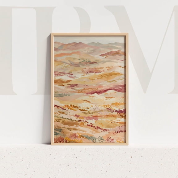 Abstract Desert Landscape Art Print, Modern Southwest Wall Decor, Unframed Canvas 8x10in