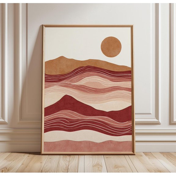 Abstract Desert Landscape Poster Terracotta Mountain Wall Art Paper Print 2