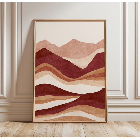Abstract Desert Landscape Poster, Terracotta Mountain Wall Art, Paper Print, Poster Only
