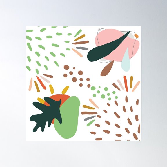 Abstract Design - Artistic, Pattern With Nature Themed Colours Poster Wall Art, Modern Wall Decor For Living Room Bedroom, 24x24 UNFRAMED