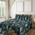 thumbnail image 1 of Ambesonne Abstract Design Fitted & Flat Sheet with Shams 4 Pcs Set, Art Grunge Feathers, Full, Mustard Pale Ceil Blue, 1 of 5