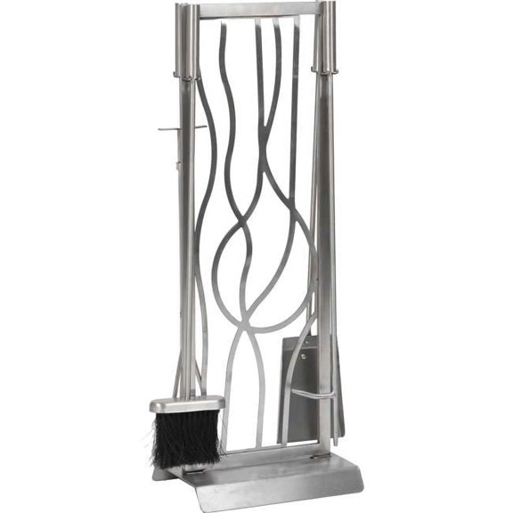 Abstract Design Stainless Steel Fireplace Tool Set, Stainless Steel - 5 Piece