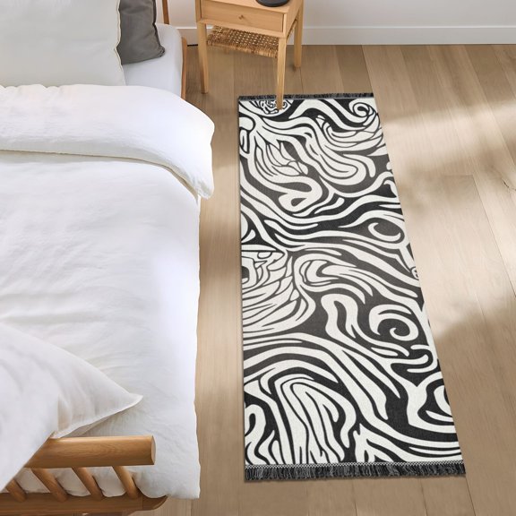 Abstract Design with Smooth Lines Bedroom Runner Rug 2'x 6' Non Slip Carpet Indoor Home Area Rug Living Room