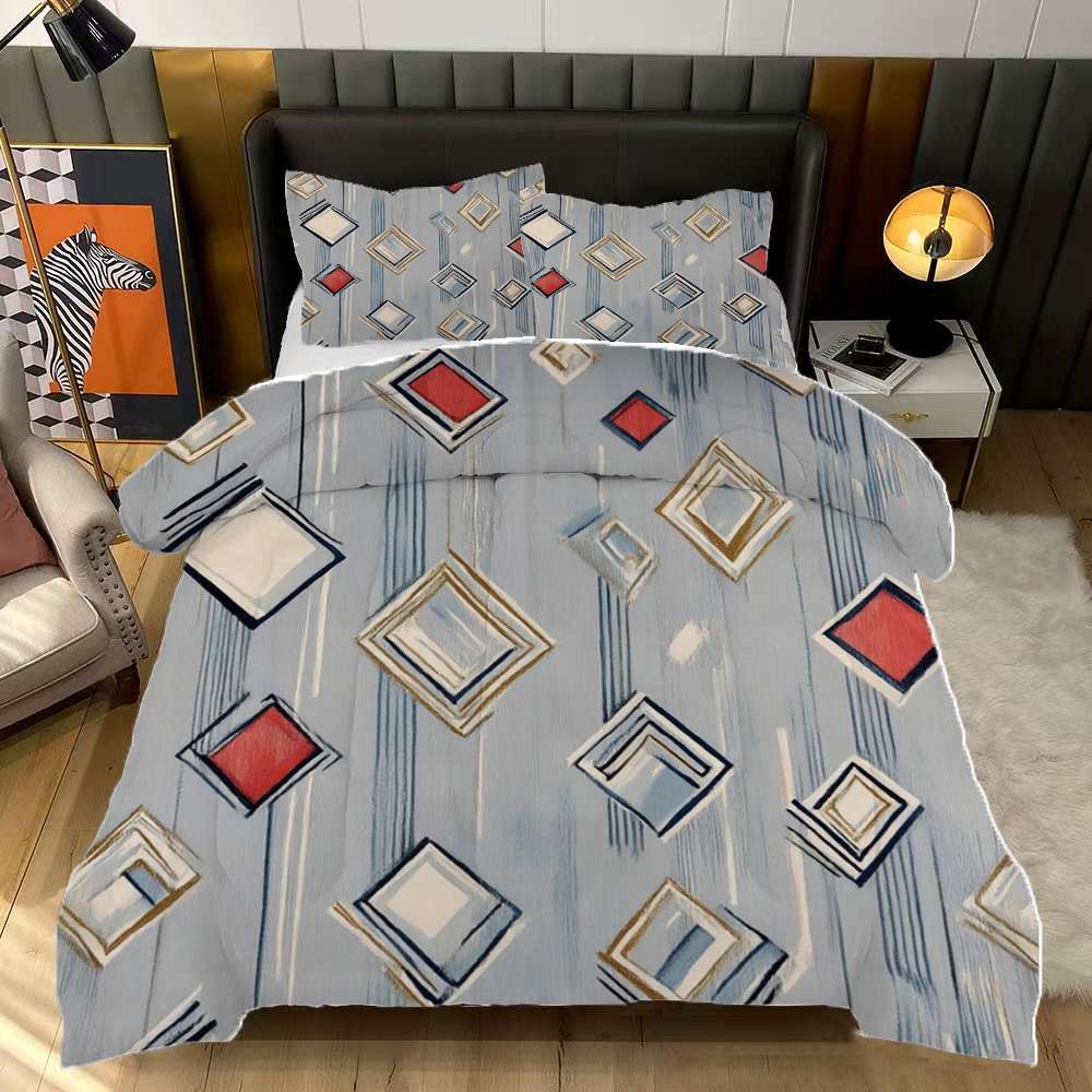Abstract Diamond Geometric Pattern Comforter Set Queen Size Bedding Set ...