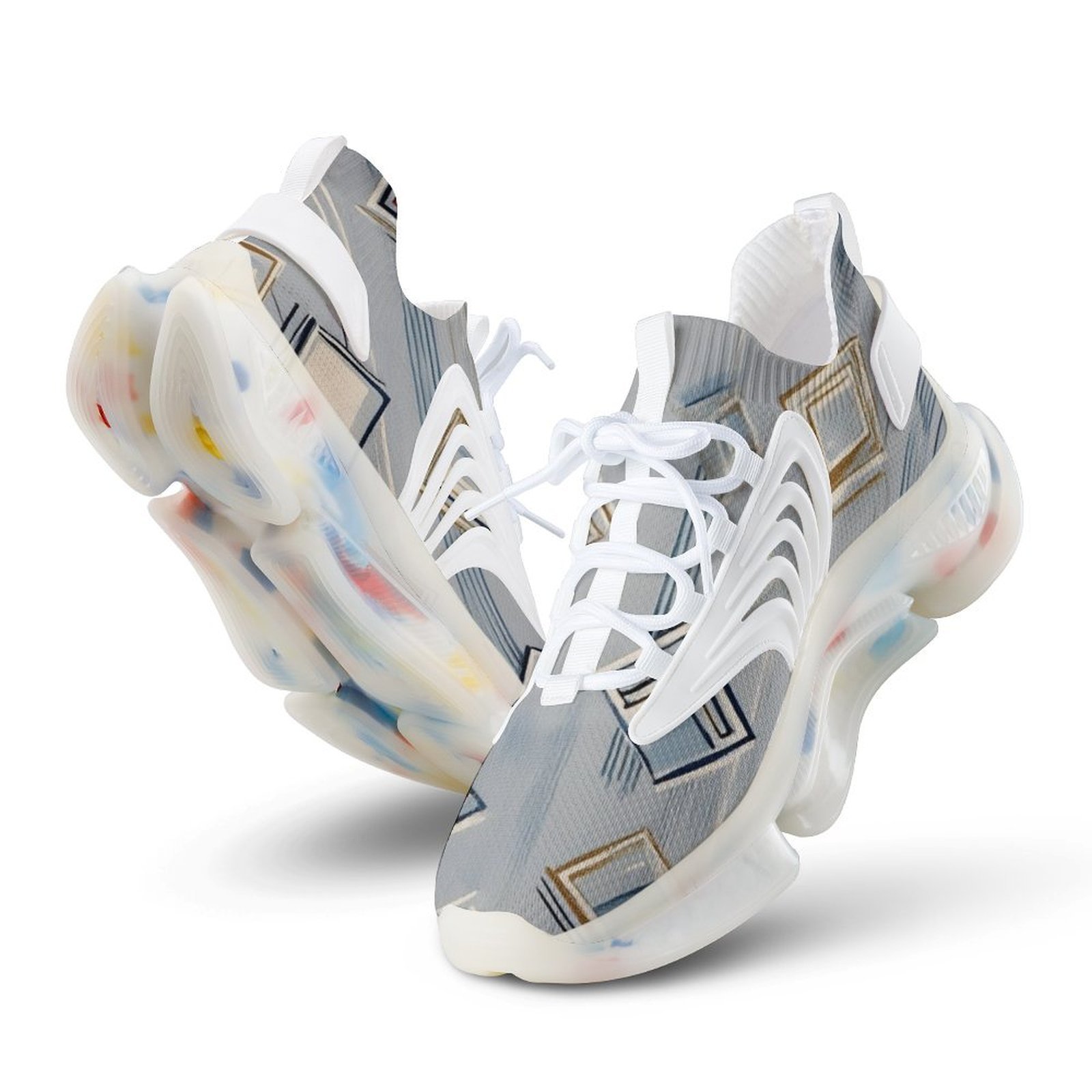 Abstract Diamond Geometric Pattern Walking Shoes for Men Woman ...