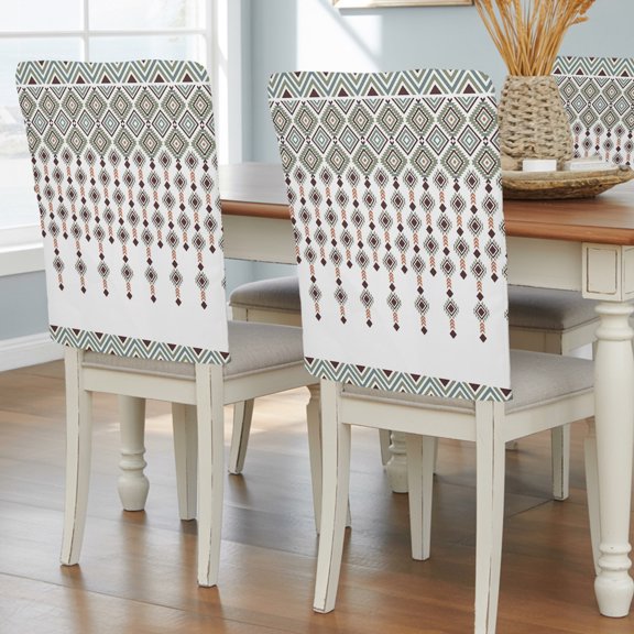Abstract Diamond Motifs Pattern Chair Covers Set of 4 Bohemian Ethnic Art Chair Back Covers Stretch Removable Washable Slipcovers Protector for Dining Room Kitchen Party Decor