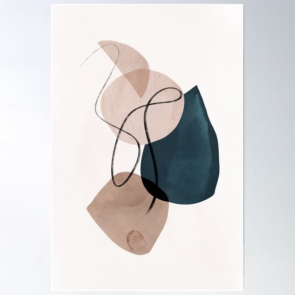 Abstract Digital Collage Modern Design In Neutral Tones. Poster Wall Art Bedroom Wall Art