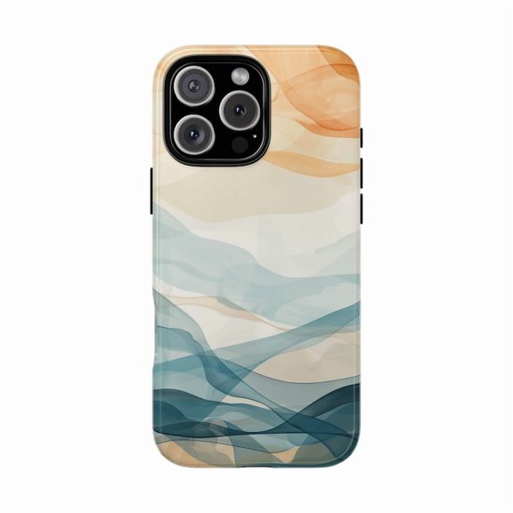 Abstract Digital Teal Wind Canvas Artistic Phone Case for 11 12 13 14 15 16 17 Pro Max
