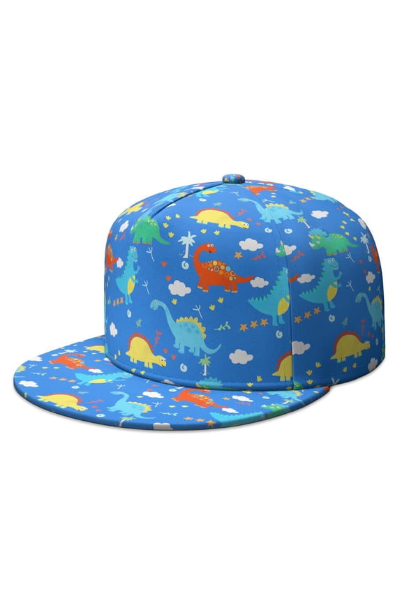 Abstract Dinosaur Flat Brim Hat - Hand-Drawn Dino Skeleton Art Adjustable Snapback for Men & Women